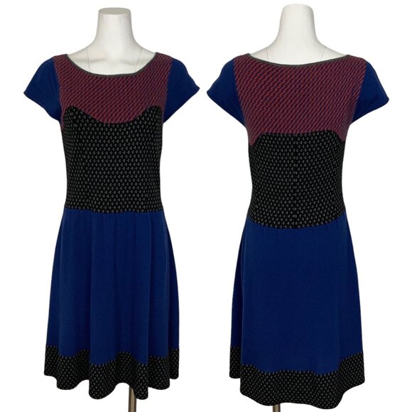 Anthropologie Sparrow Intarsia Knit Sweater Dress M Short Sleeve Fall Fashion - Picture 1 of 12